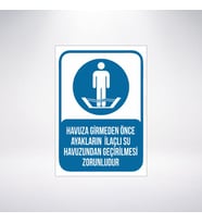 Havuza Girmeden Önce Ayaklarınızı İlaçlı su ile 21x28 Arkası Sticker