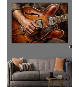 Gitar Çalan Müzisyen El Detayı Dekoratif Kanvas - Mdf Ahşap Tablo