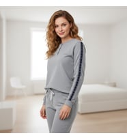 Kadın Pamuklu Gri Renk Pijama Takımı AL507 V2