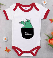 BK Kids Little Monster Tasarımlı Kırmızı Bebek Body Zıbın-1