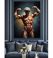 Kaslı Antik Erkek Heykeli Dekoratif Kanvas - Mdf Ahşap Tablo