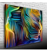 Dekoratif Renkli Hologram İnsan Silueti Kanvas Tablo 50 x 70