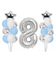 8 Yaş Gümüş Folyo Balon Set 21 Adet