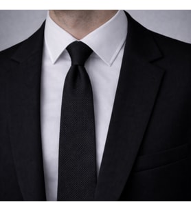 Unisex İnce Dokulu Siyah Kravat – Minimal & Modern Stil