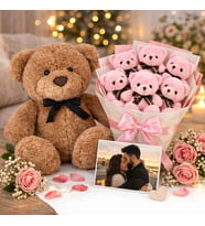 Sevgiliye Romantik Hediye Peluş Ayıcık ve Ayıcık Buketi Sürpriz Hediye