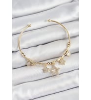 Pirinç Zirkon Taşlı Yıldız Model Gold Renk Charm Bileklik