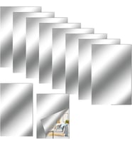 2 Adet Kendinden Yapışkanlı Akrilik Pleksi Ayna, Esnek Dekoratif Sticker Duvar Aynası, Kırılmaz, Hafif, Kolay Montajlı Modern Süsleme, Ev, Ofis, Banyo ve Çocuk Odası İçin (Gümüş, 5x15 CM)
