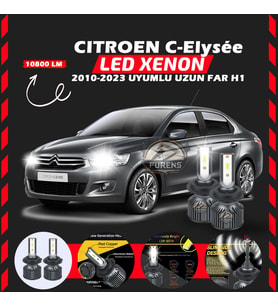 Citroen C-Elysee 2010-2023 Uzun Far Uyumlu Şimşek Etkili Led Xenon Premium Series H1