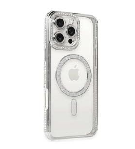 Apple iPhone 16 Pro Kılıf Joke Simli Magneticsafe Kılıf - Gümüş