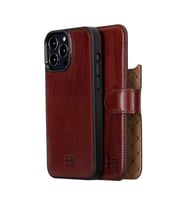 Bouletta Apple iPhone 13 Pro Uyumlu Deri Cüzdanlı Kılıf F2 Kahve