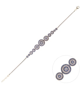 Nusnus Gümüş Kadın Nazar Boncuğu Bileklik ZRK 2200 8.1 gr Gold Renk