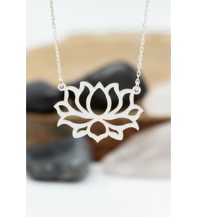 Lotus Çiçeği Kolye-925 Ayar Gümüş Kadın Gümüş Kolye (Gold)