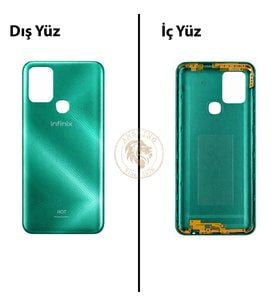 Infinix Hot 10 Yeşil Uyumlu Arka Kapak Arka Cam Batarya Pil Kapağı Lazer Kesim Back Cover