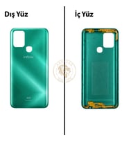 Infinix Hot 10 Yeşil Uyumlu Arka Kapak Arka Cam Batarya Pil Kapağı Lazer Kesim Back Cover