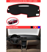 Volkswagen Bora 1997-2005 İçin Uygun Torpido Koruma Halısı Siyah Kenar Renk Kırmızı