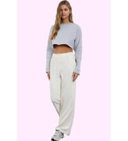 Kadın Yüksek Bel Wide Leg Pantolon Casual Dokuma Kumaş Günlük Hafta Sonu Dayanıklı Malzeme (Ekru)