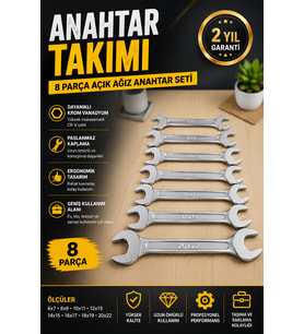 Uzun Ömürlü Kombine Anahtar Seti 8 Parça