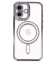 Newface Apple iPhone 16 Plus Kılıf Joke Simli Magneticsafe Kılıf - Derin Mor