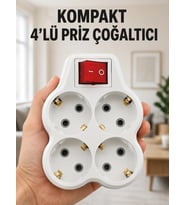 Kompakt 4’lü Priz Çoklayıcı Kablosuz Anahtarlı Ev Ofis Priz Çoğaltma Adaptörü