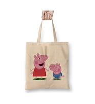 Peppa Pig 01 Beyaz Bez Çanta Uzun Saplı Alışveriş Çantası Plaj Çantası
