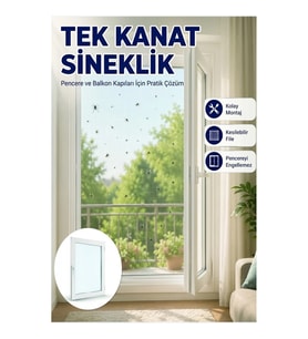 Tek Kanatlı Şeffaf Pencere ve Balkon Sinekliği – Kolay Takılan Hafif File