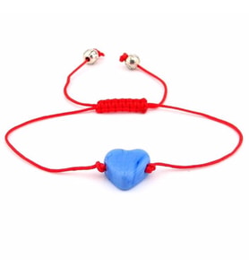 MURANO CAM MAVİ KALP MAKROME KIRMIZI İP KADIN BİLEKLİK BL148