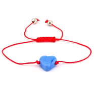 MURANO CAM MAVİ KALP MAKROME KIRMIZI İP KADIN BİLEKLİK BL148