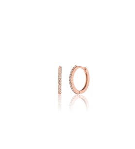 925 ayar Gümüş Yarım Tur Zirkon Taşlı 13 mm Halka küpe-Rose