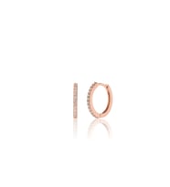 925 ayar Gümüş Yarım Tur Zirkon Taşlı 13 mm Halka küpe-Rose