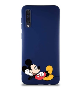 Samsung Galaxy A30S Soft Premier Kapak Mickey Mouse-F Tasarımlı Silikon Kılıf - Lacivert (Şeffaf)