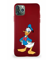 Apple iPhone 11 Pro Max Soft Premier Kapak Donald Duck-C Tasarımlı Silikon Kılıf - Mürdüm (Şeffaf)