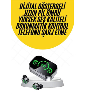 Kablosuz Bluetooth Kulaklık Çift Telefon Destekli Powerbankli Dijital Göstergeli
