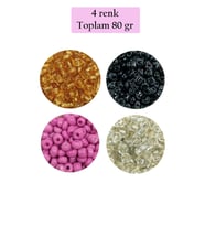 Dökme Cam Kum Boncuk Büyük Boy (6/0) 4 mm - 4 Renk - Toplam 80 Gram - BNC410