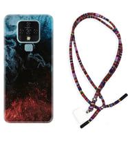 Tecno Camon 16 18P Pova Kılıf Boyun Asklı Rasta Silikon Red Blue Black Abstact 1386