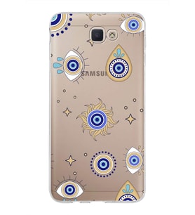 PrintiFy Samsung Galaxy J7 Prime 2 ile Uyumlu 1mm Slim Fit Nazar Boncuğu 5 Baskılı Şeffaf  Kılıf