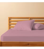 %100 Pamuklu Çift Kişilik Lastikli Çarşaf 180x200+25  50x70 Yastık Kılıfı ( 2 Adet ) (Mor)