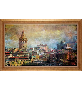 EV İŞYERİ OFİS İÇİN ALTIN ÇERÇEVELİ PASPARTULU TABLO VB620