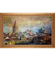 EV İŞYERİ OFİS İÇİN ALTIN ÇERÇEVELİ PASPARTULU TABLO VB620