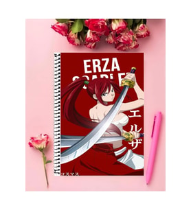 Erza Scarlet Anime Defter 1 Adet Özel Tasarım A4 Boyutu 21*29 Cm Telli Kareli defter