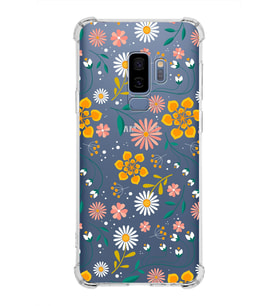 Samsung Galaxy S9 Plus  Köşe Korumalı Antişok Kapak Çiçek Tasarımlı Şeffaf Silikon Kılıf