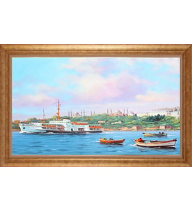 EV İŞYERİ OFİS İÇİN ALTIN ÇERÇEVELİ PASPARTULU TABLO VB668