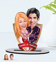 BK Gift Kişiye Özel İsimli Sevgililer Karikatürlü Ahşap Biblo Model-2