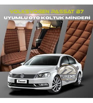 Volksvogen Passat B7 Kahverengi Renk Tay Tüyü Cepli & Terletmez Sırtlı Oto Koltuk Minder Seti - Koltuk Koruma Kılıfı (ÖN & ARKA TAM SET)