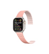 Apple Watch 44mm Uyumlu Zore KRD-111 Çizgili Desenli Silikon Kordon (Pembe)