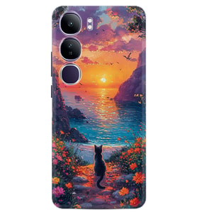 Vivo V40 Lite Kılıf Boutique Baskılı Resimli Manzara Kedi Pcode -096