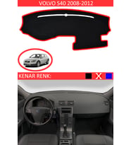 Volvo S40 2008-2012 İçin Uygun Torpido Koruma Halısı Siyah Kenar Renk Kırmızı