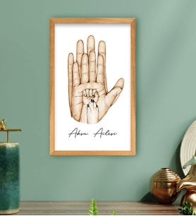 BK Gift Kişiye Özel Renkli El Ele Tutuşan Aile Tasarımlı Ahşap Çerçeveli Tablo-4 40x25cm, Anneye Hediye, Aile Hediyesi