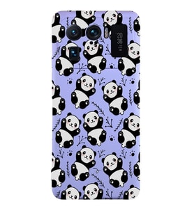 Xiaomi Mi11 Ultra Uyumlu Lansman Kılıf Panda Tasarımlı İçi Kadife Kapak-Lila (Şeffaf)