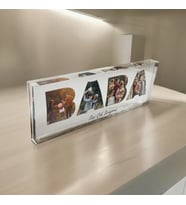 Kişiye Özel Tasarlanan Baba Yazısı İçi 4 Fotoğraflı Kalın Akrilik Masaüstü Fotoğraf Çerçevesi Plaket