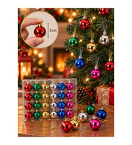 Yeni Yıla Özel 24 Parça Mini Yılbaşı Çam Ağacı Topları Karışık Renkli Noel Ağacı Süsü 24'lü Set 3 CM